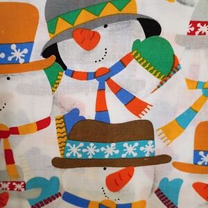 Festive Snowman Print Cotton Fabric -  Multi Color. Price Per Yard.